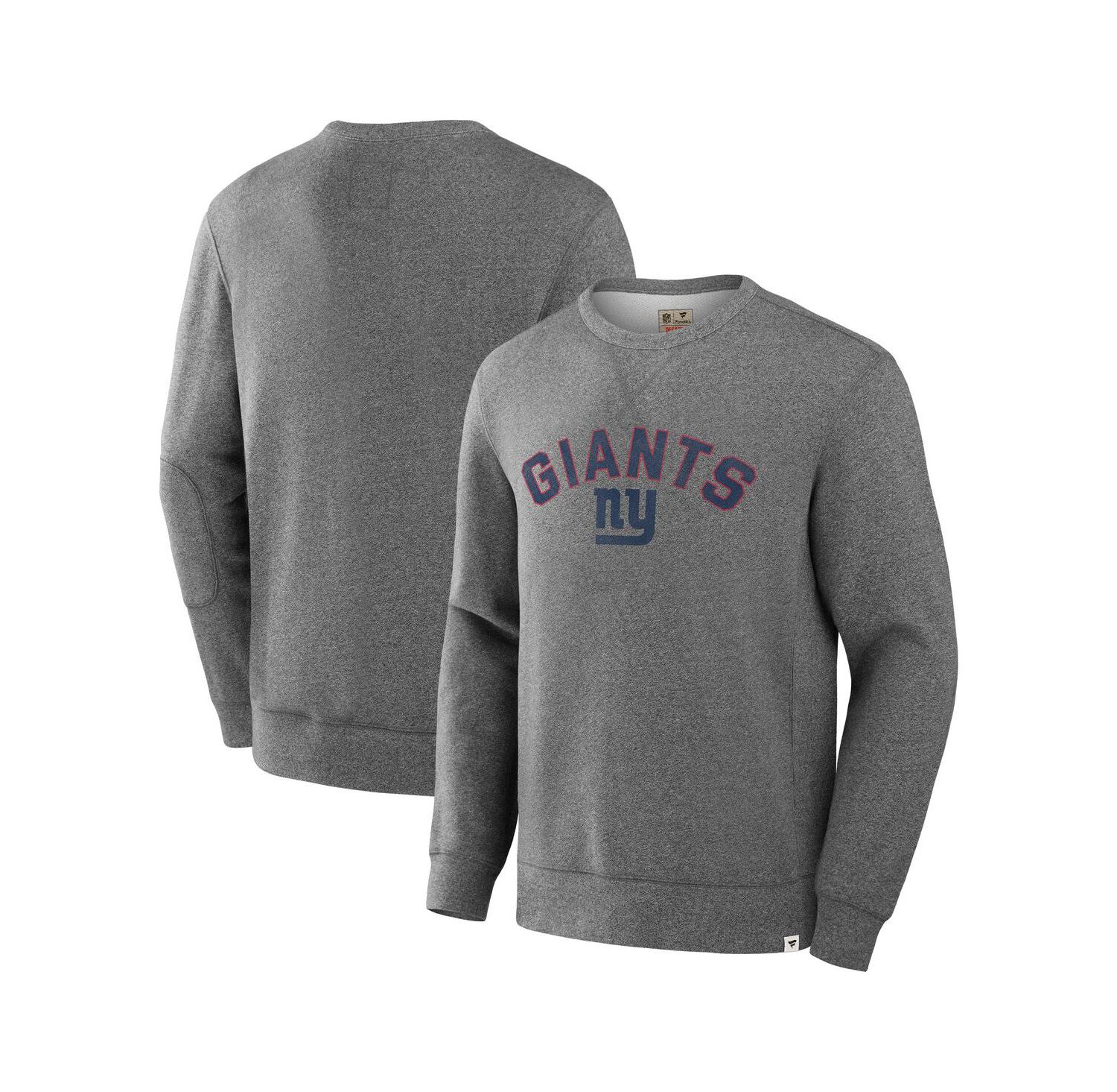 Men's Heather Gray New York Giants Loop Terry Pullover Sweatshirt