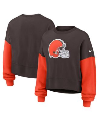 Women's Brown Cleveland Browns Oversized Color Block Pullover Sweatshirt