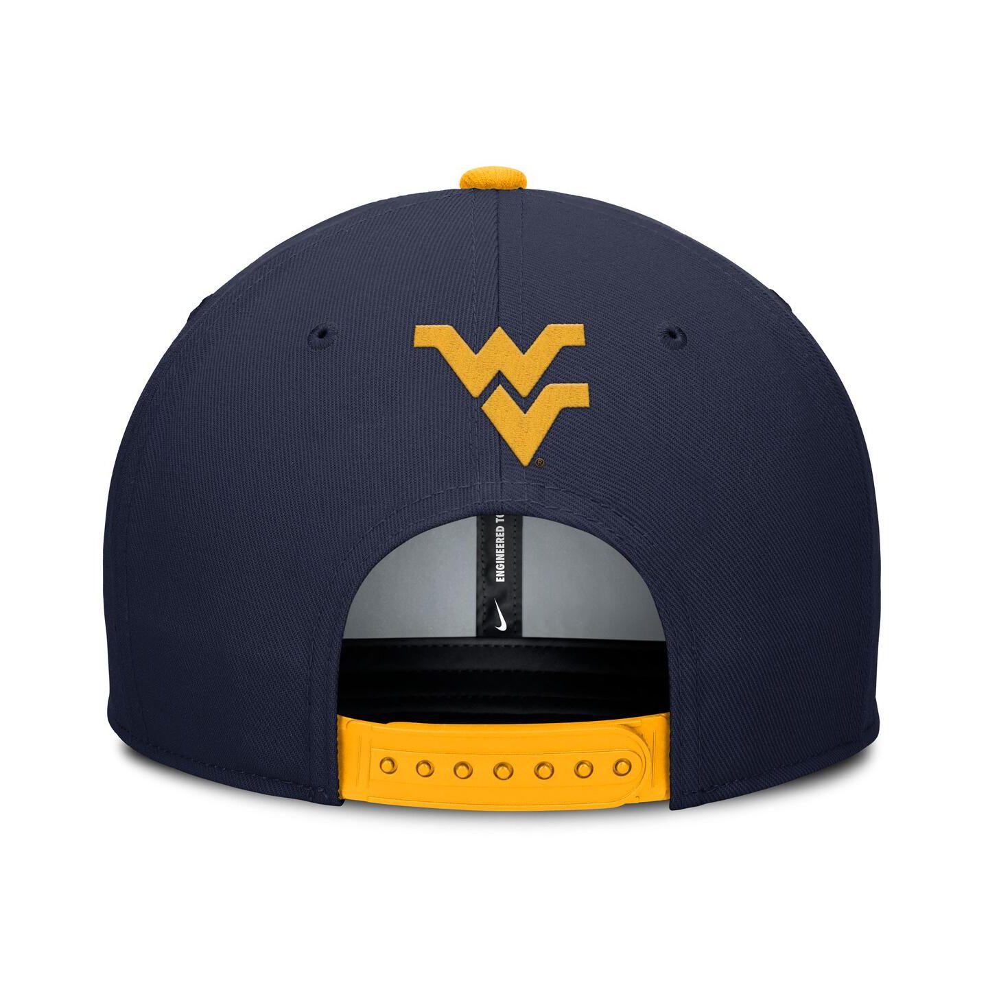 Мужская кепка Nike Navy/Gold West Virginia Mountaineers 2025 Sideline Campus Pro Local Snapback Hat — фото 4