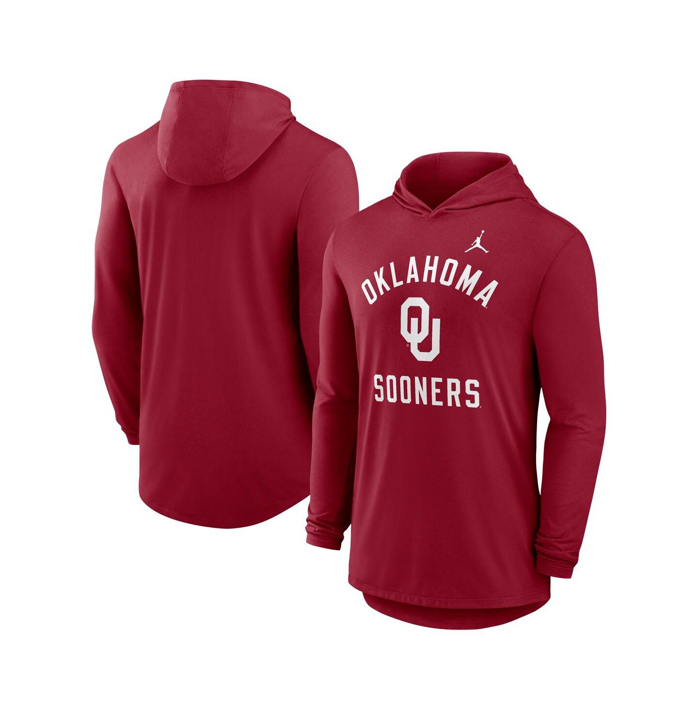 Мужское худи Jordan Crimson Oklahoma Sooners Classic Arch Tri-Blend Long Sleeve T-Shirt — фото 1