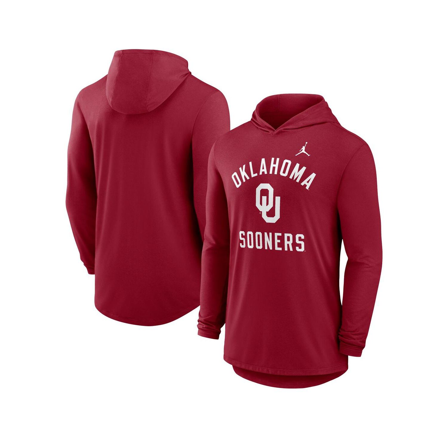 Men's Crimson Oklahoma Sooners Classic Arch Tri-Blend Long Sleeve Hoodie T-Shirt