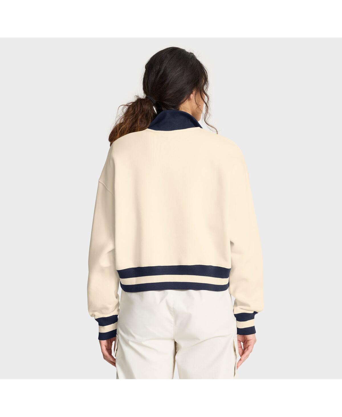Jordan Women's Michigan Legacy  Brand College Cropped 1/4-zip Crew In White