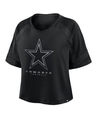 Women's Black Dallas Cowboys Oversized Raglan V-Neck Blackout Fashion Jersey