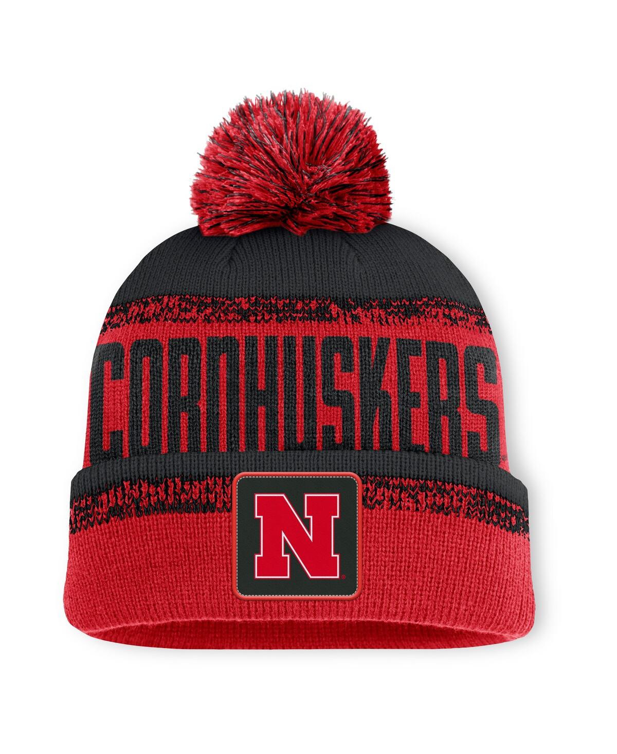 Fanatics Men's Scarlet/Black Nebraska Huskers Thrive Cuffed with Pom Knit Hat