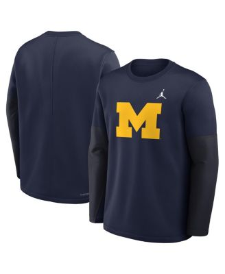 Men's Navy Michigan Wolverines 2025 Sideline Coach Performance Long Sleeve T-Shirt