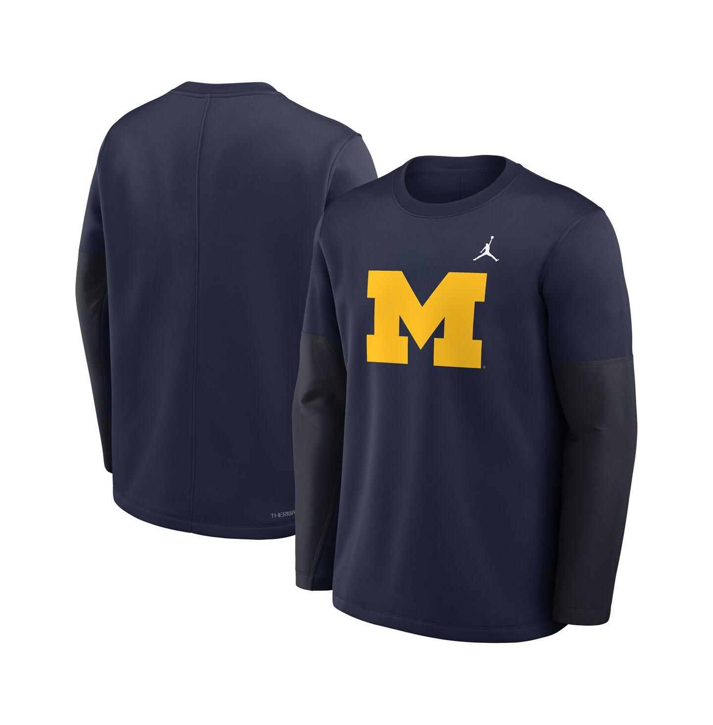 Мужская футболка Jordan Navy Michigan Wolverines 2025 Sideline Coach Performance Long Sleeve — фото 4