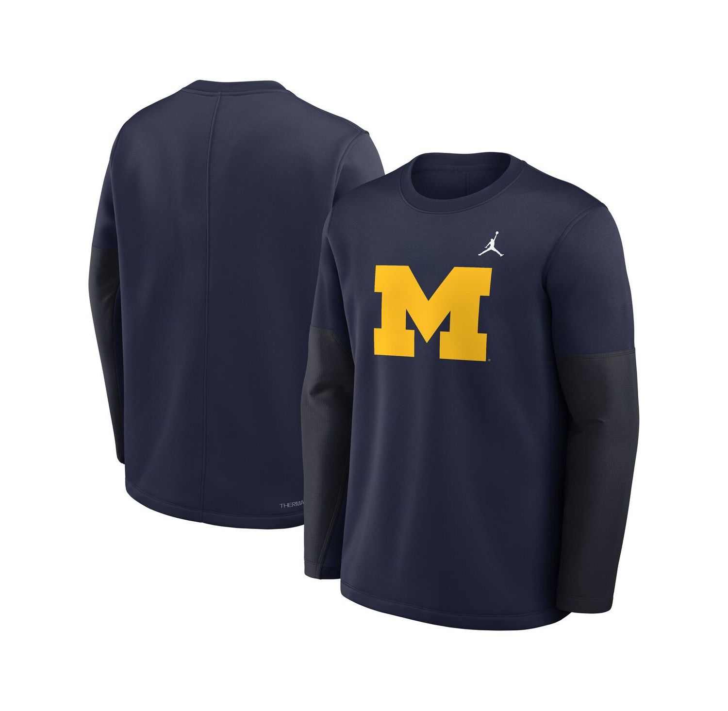 Men's Navy Michigan Wolverines 2025 Sideline Coach Performance Long Sleeve T-Shirt