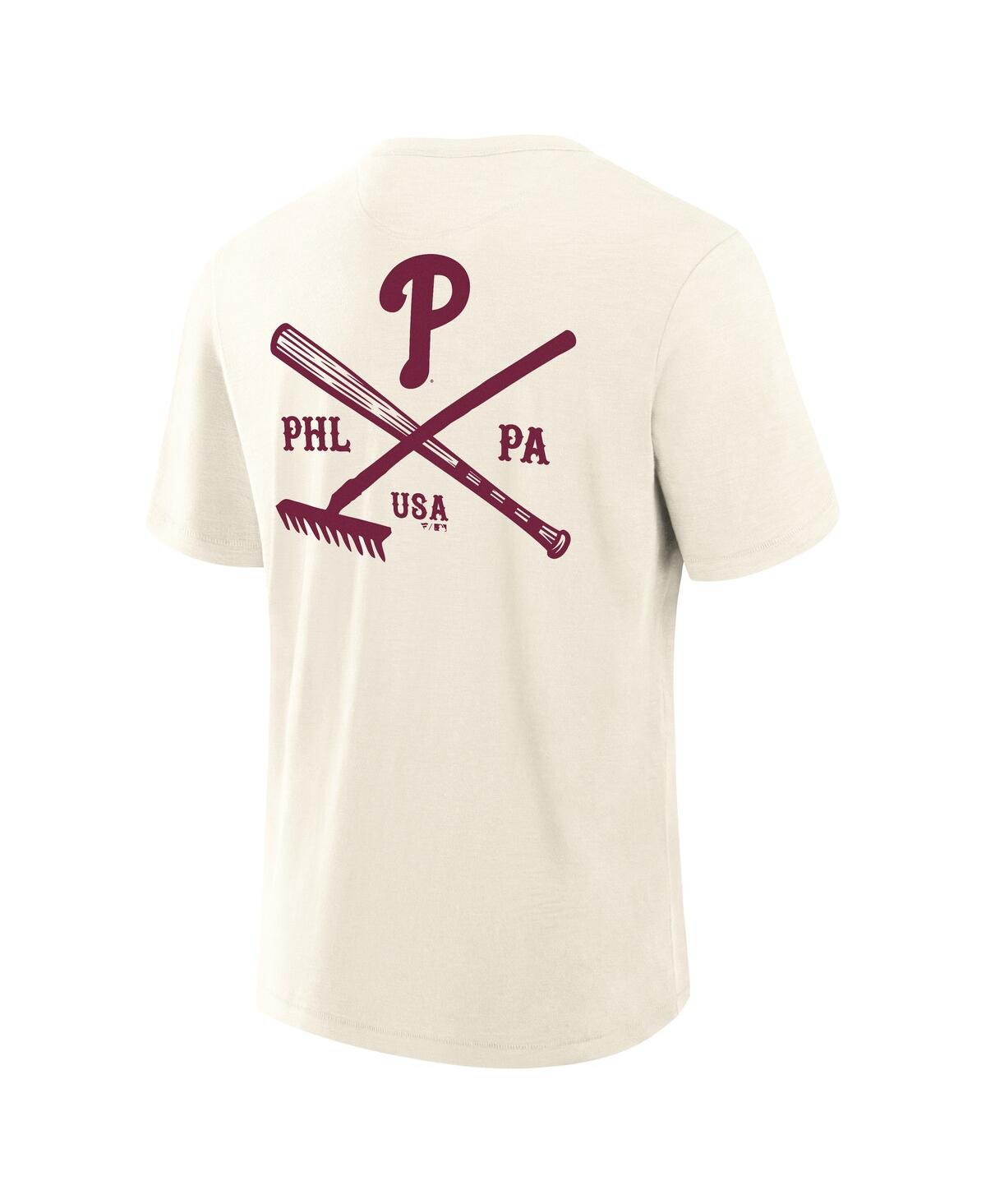 Fanatics Men's Cream Philadelphia Phillies Nostalgia Stadium Slub T-shirt In White