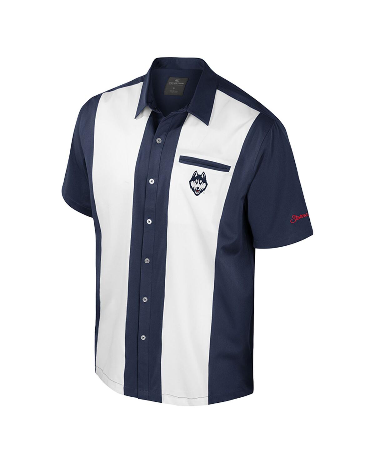 Colosseum Men's Navy Uconn Huskies Strike Bowling Button-up Shirt In Blue