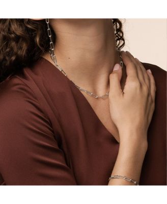 Sterling Silver 18k Gold Plated Amelia Chain Statement Bracelet, Necklace & Mismatching Chain Earrings Set