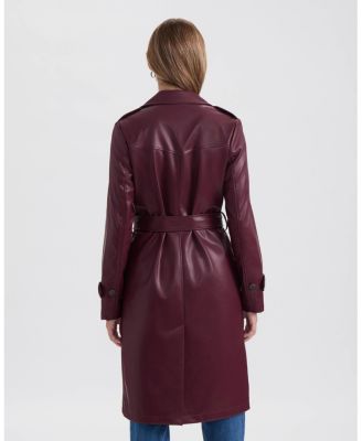 Women's Single Breasted PU Trench Coat