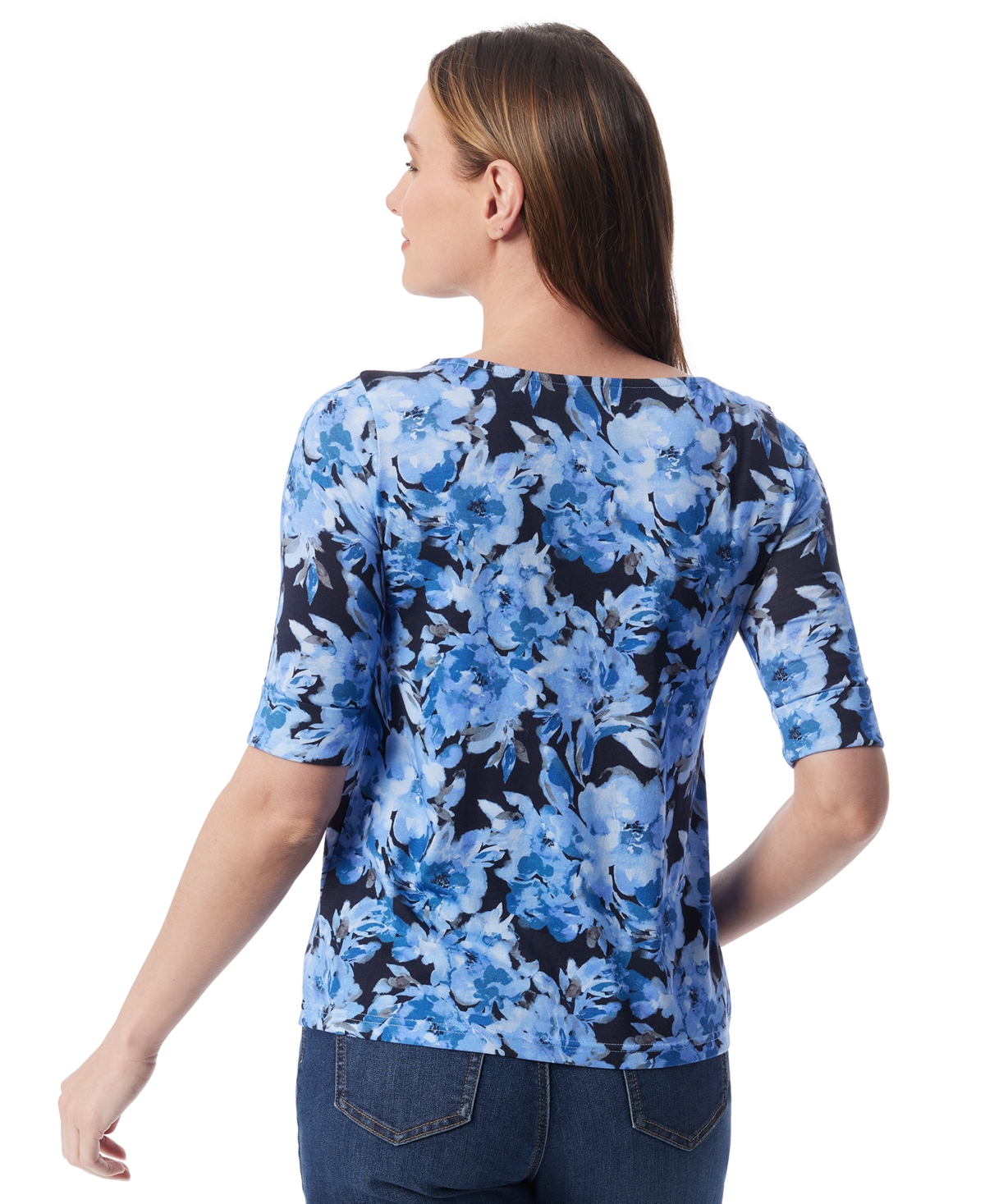 Gloria Vanderbilt Women's Alanis Printed Cuffed-sleeve T-shirt In Multi