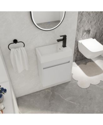 18 Inch Bathroom Vanity with White Resin Sink and Soft-Close Cabinet Door