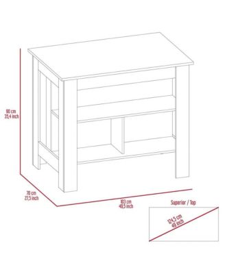 D x  40.5 W x  35.4 H  Cala Kitchen Island White / Walnut MDF