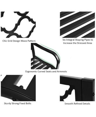 50'' Patio Garden Bench Loveseats Park Yard Furniture Decor Cast Iron Frame