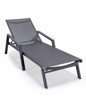 Lounge Chair With Armrests in Black Aluminum Frame, Set of 2