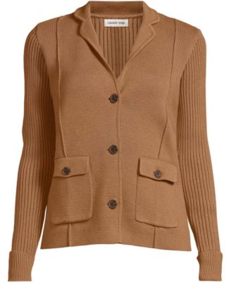 Women's Plus Size Drifter Ribbed Collared Blazer Sweater