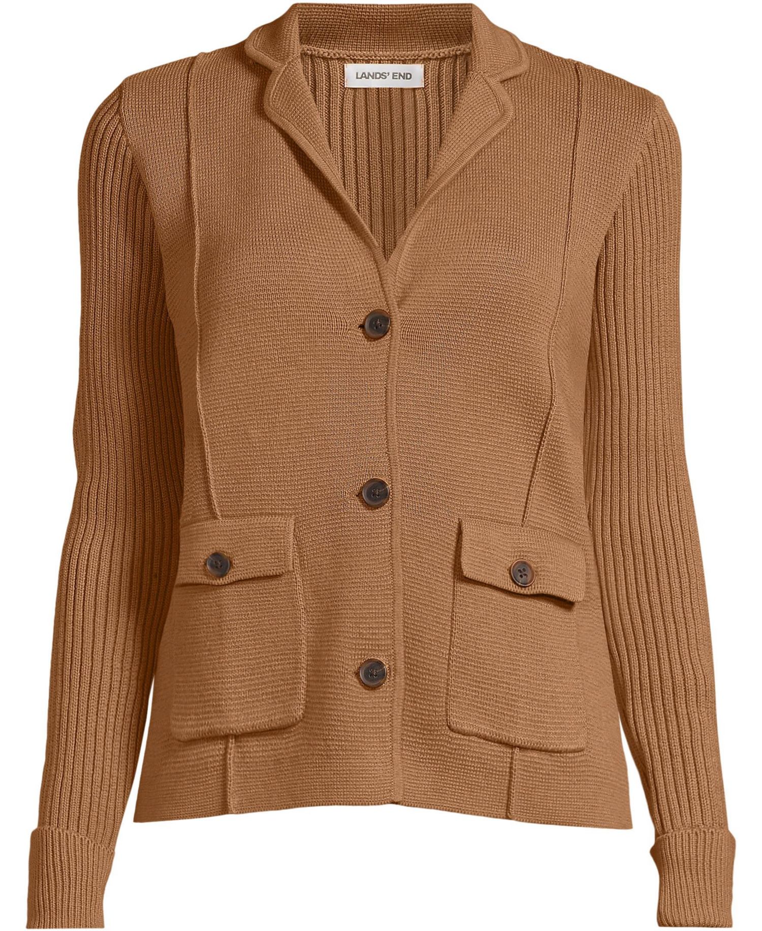 Women's Plus Size Drifter Ribbed Collared Blazer Sweater