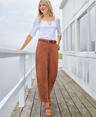 Women's Chino High Rise Barrel Leg Utility Ankle Pants