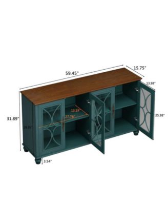 4-Door Storage Cabinet with Tempered Glass Doors