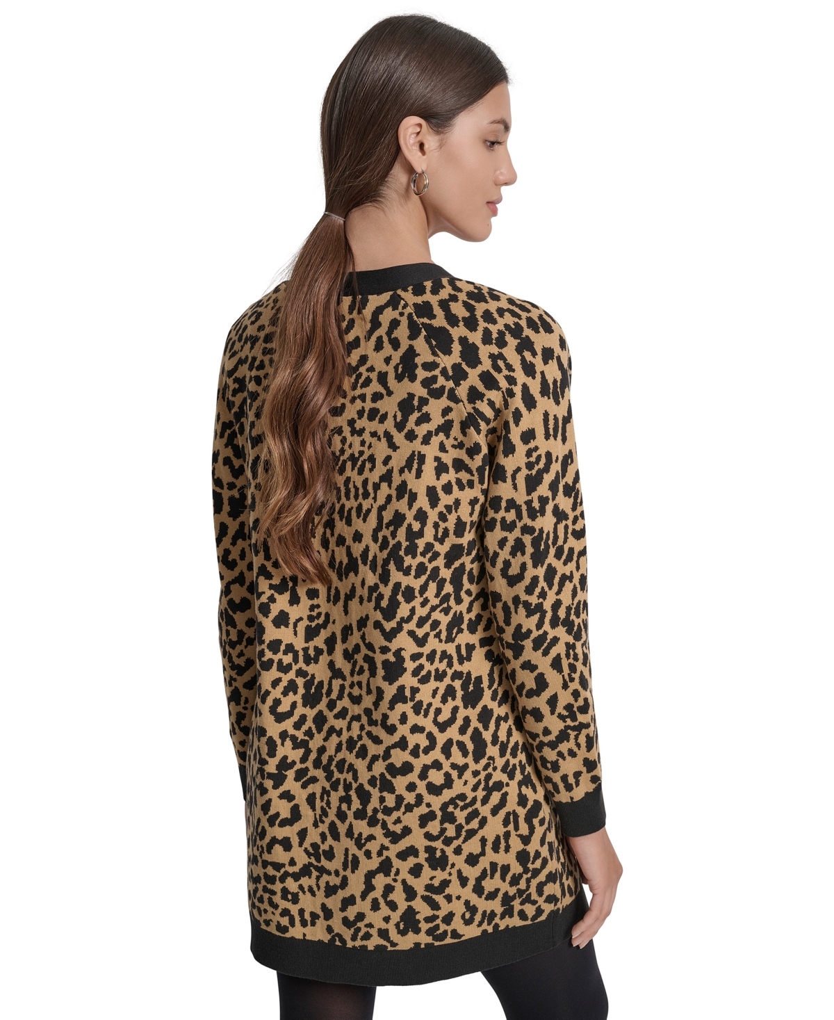 Dkny Jeans Women's Cheetah Print Long Sleeve Cardigan Sweater In Neutral