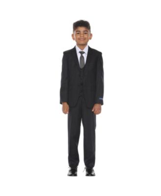 Little Boys 5 Piece Windowpane Suit,Vest,Pants,Shirt and Tie Set