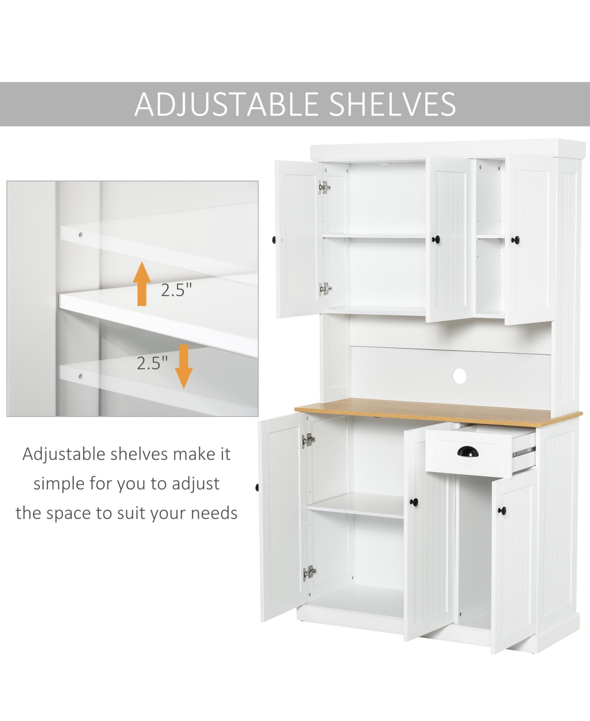 Homcom 71" Kitchen Pantry Storage Cabinet with Storage,