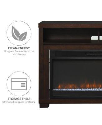 43.75" W x 31.5" H Electric Cabinet Fireplace w/ Mantel, TV Sd,