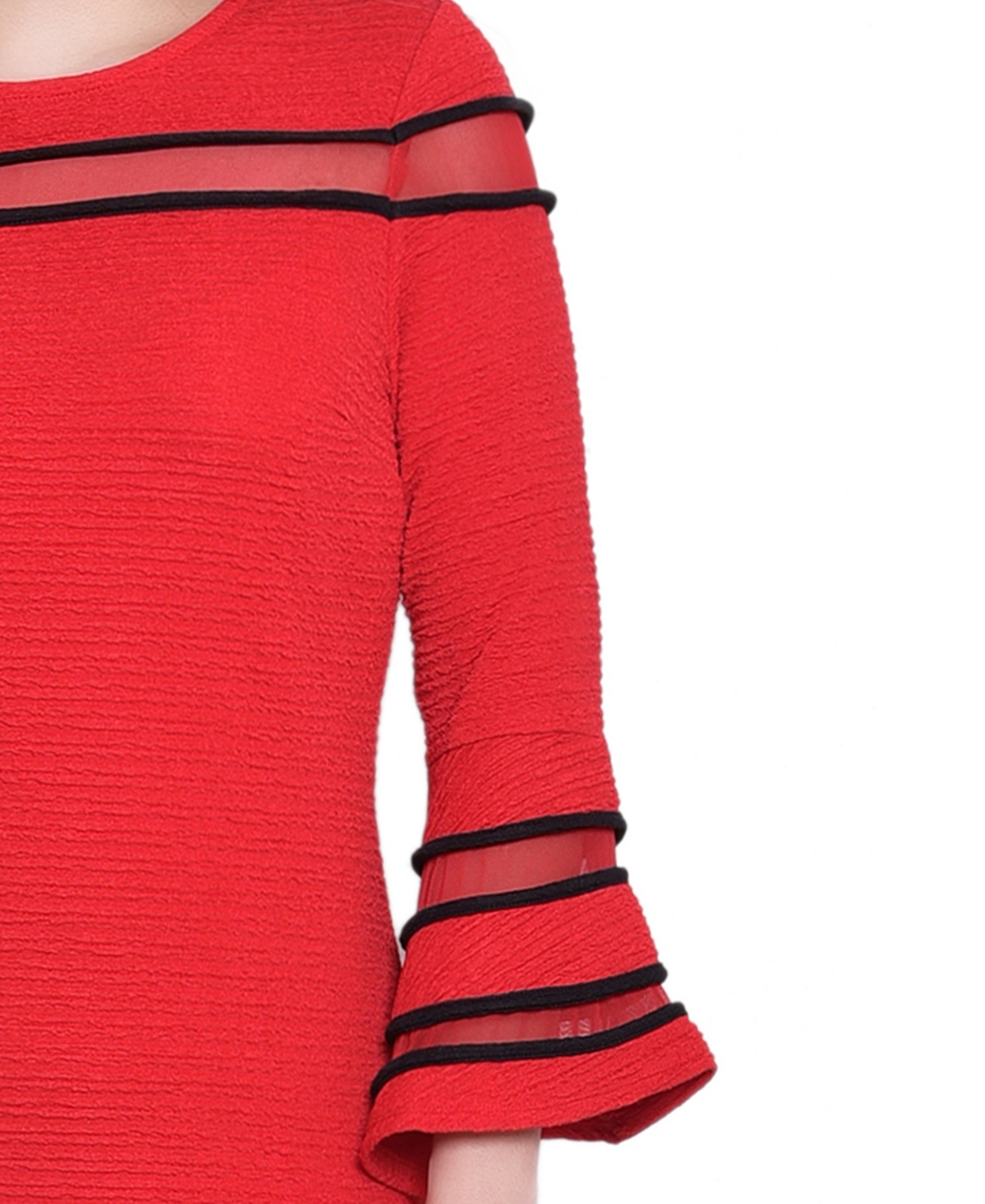 Ny Collection Women's Long Bell Sleeve Dress In Red