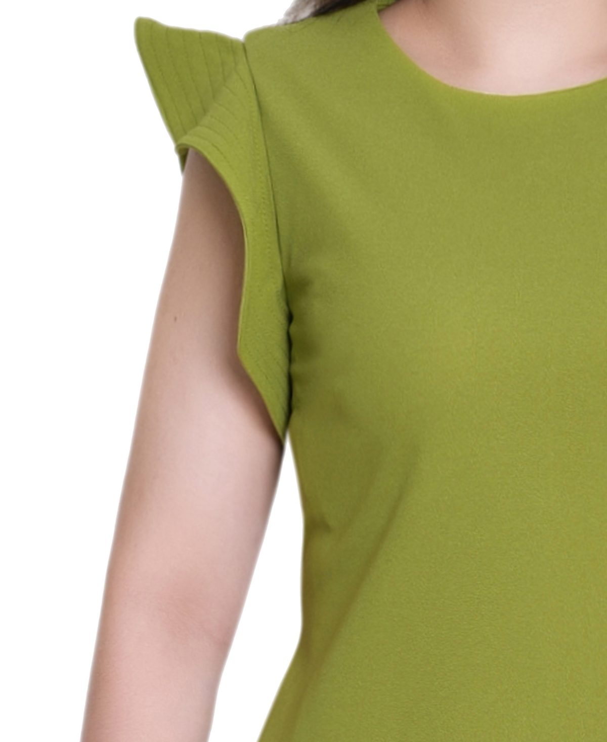 Ny Collection Women's Ruffle Sleeve Scuba Dress In Green