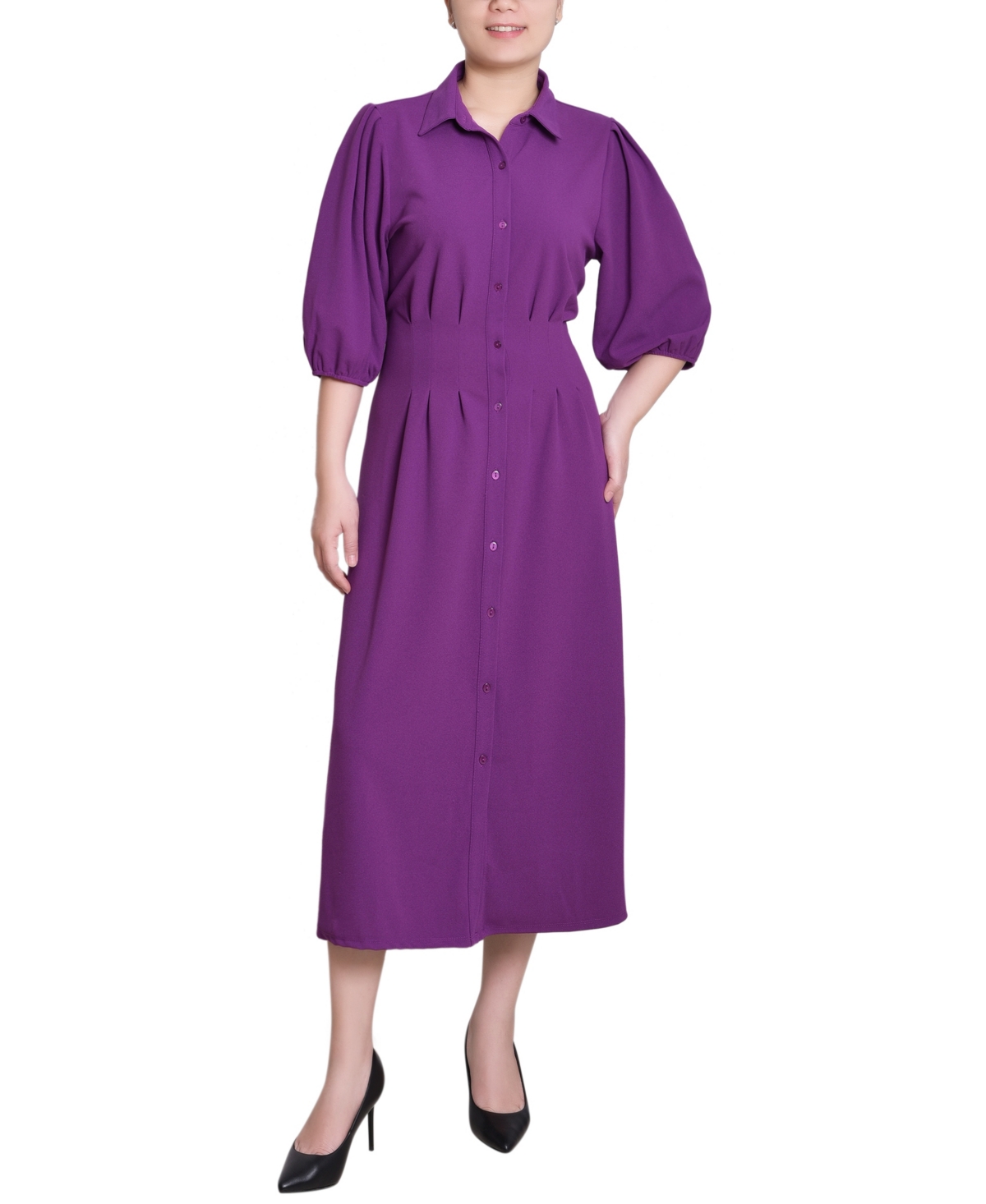 Ny Collection Women's Elbow Sleeve Midi Dress In Purple