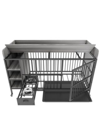 57 in. W x 33 in. H x 24 in. D Large Pet Cage with Storage Rack Drawers with Stainless Steel Food in Black