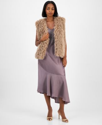 Petite Shaggy Sleeveless Vest Jacket, Macy's Exclusive