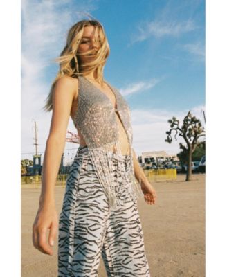 Women's Bugle Bead Tassel Waistcoat