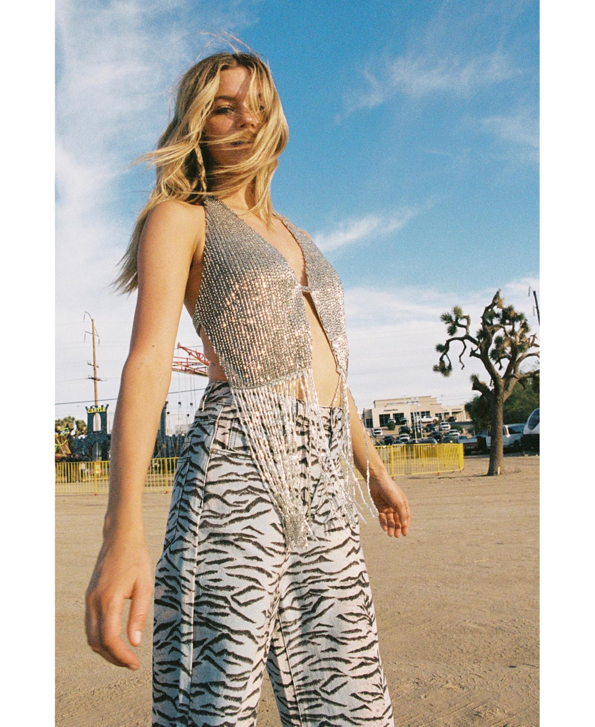 Nasty Gal Women's Bugle Bead Tassel Waistcoat