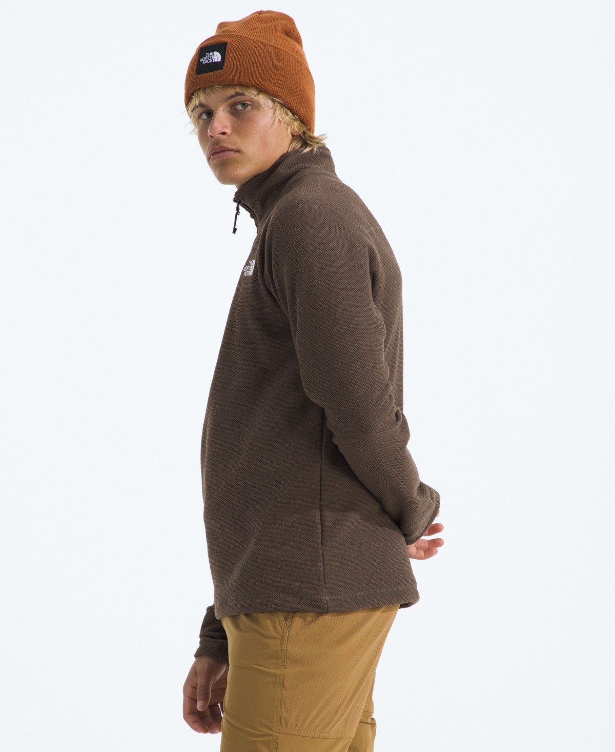The North Face Men's Textured Cap Rock Quarter Zip Jacket In Brown