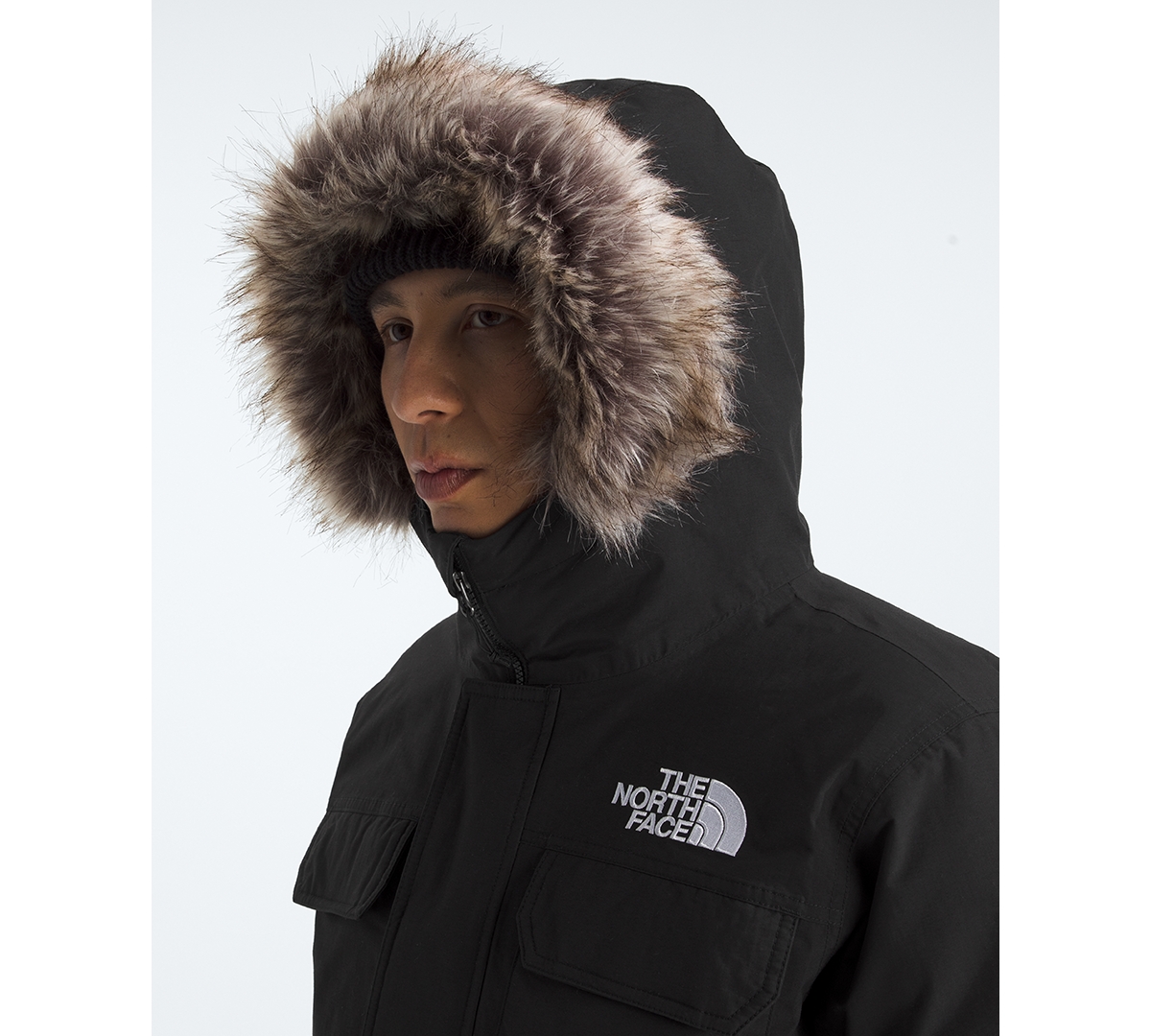 The North Face Mcmurdo Water Repellent 600 Fill Power Down Parka With Faux Fur Trim In Black