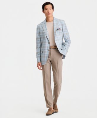 Men's Slim-Fit Linen-Blend Patterned Blazer