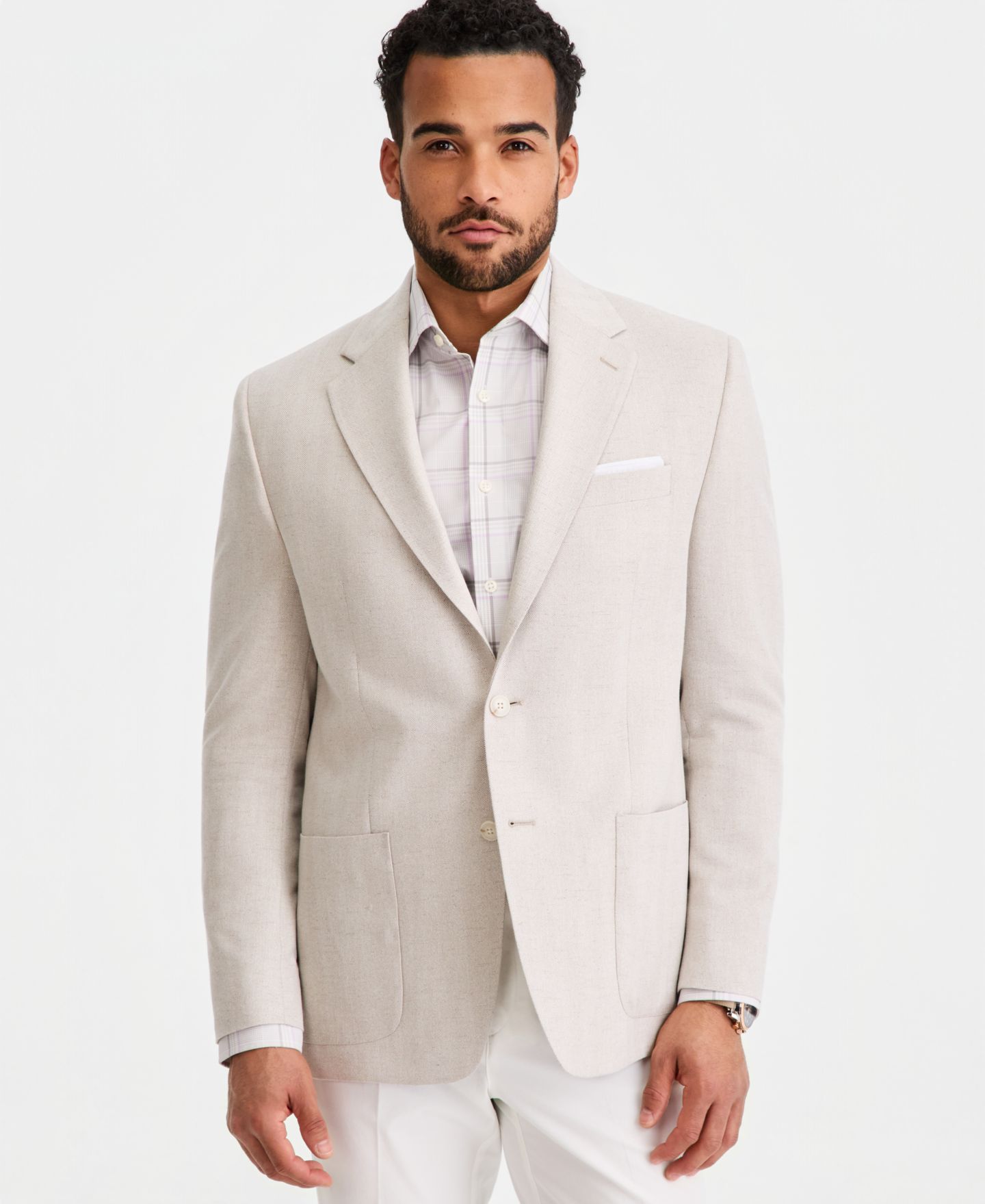 Мужской пиджак Michael Kors Classic-Fit Blazer, цвет: Бежевый — фото 1