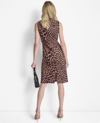 Petite Sleeveless Twisted Mock Neck Midi Dress