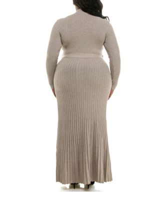 Plus Size Pleated Bodycon Sweater Dress