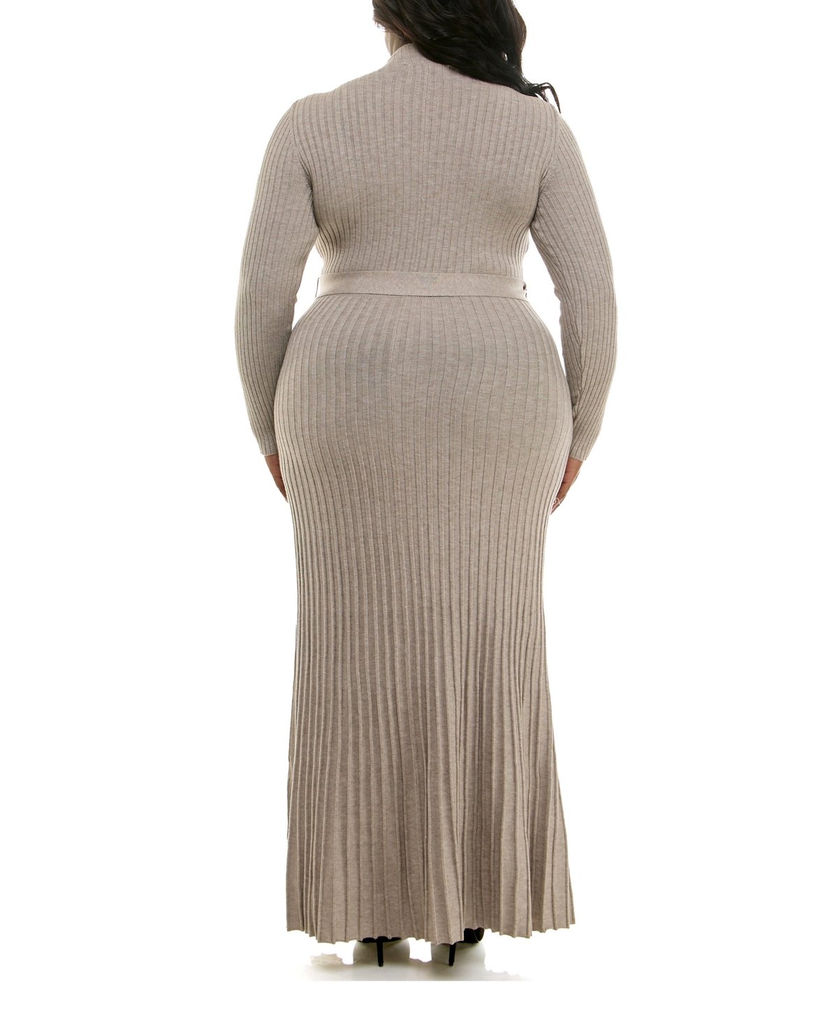 Taylor Plus Size Pleated Bodycon Sweater Dress In Neutral