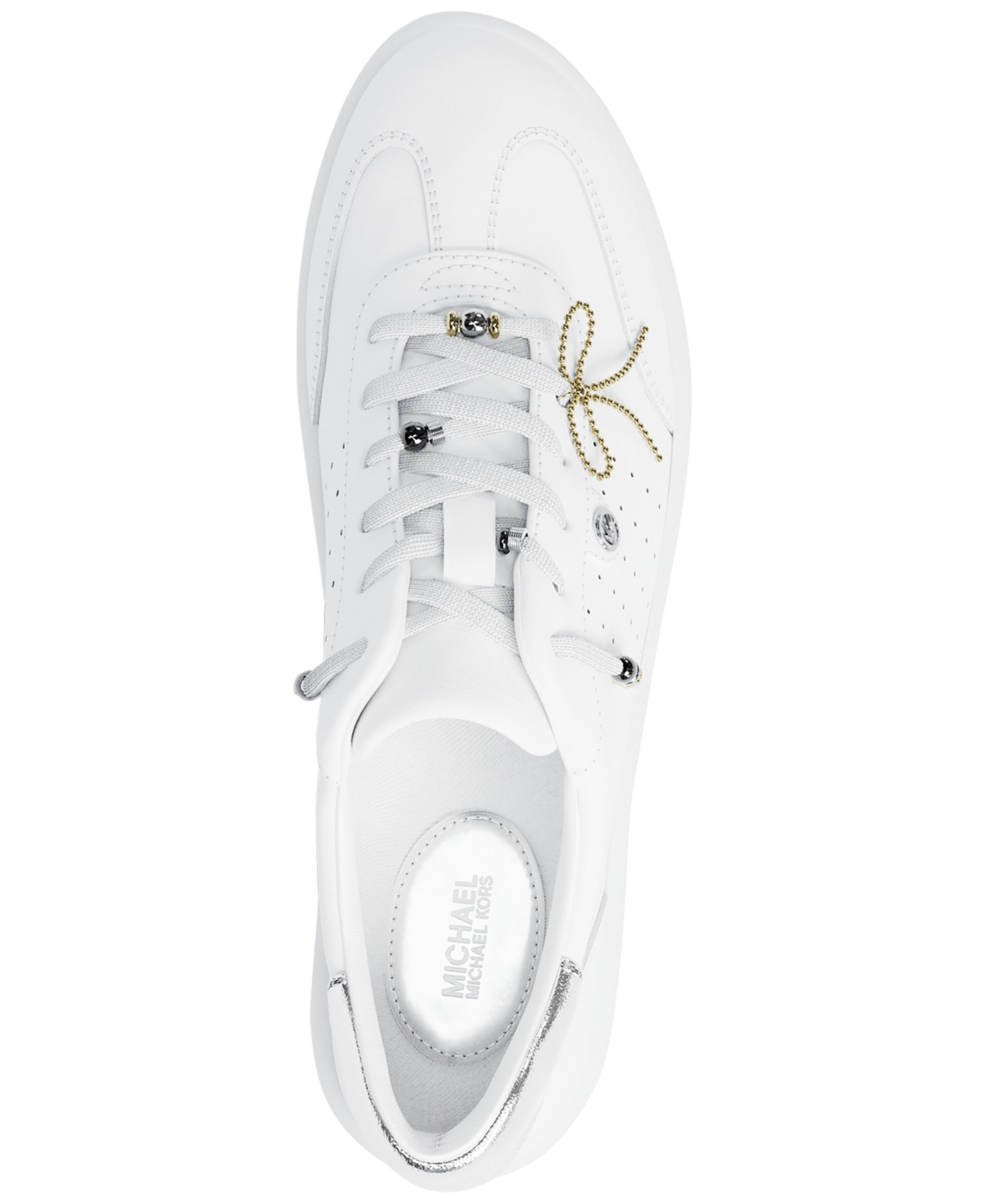 Michael Kors Scotty Embellished Leather Sneaker In White