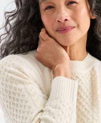 Women's Crewneck Shine Cable-Knit Sweater, Macy's Exclusive