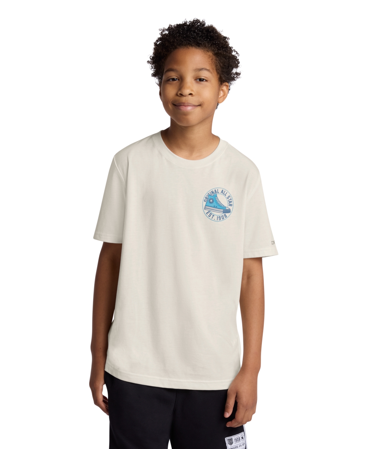 Converse Kids' Big Boys Old Sneaker Short Sleeve T-shirt In White