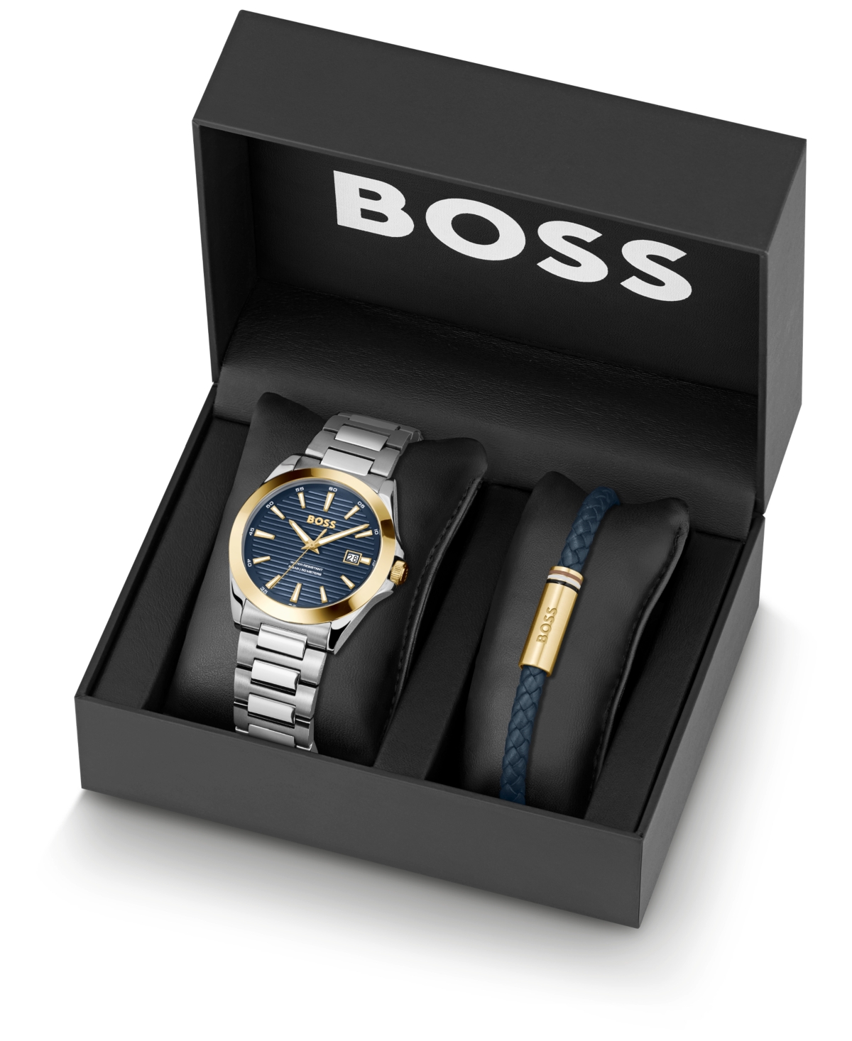 Hugo Boss Men's Strike Giftset Quartz Basic Calendar Stainless Steel Watch, 41mm In Metallic