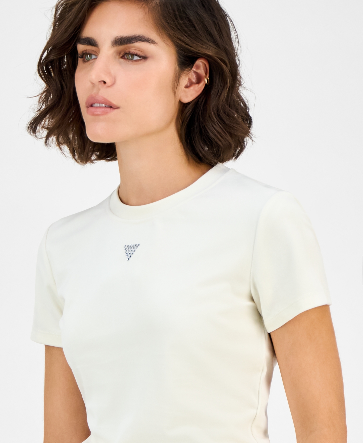 Guess Women's Couture Short-Sleeved Regular Velour T-Shirt