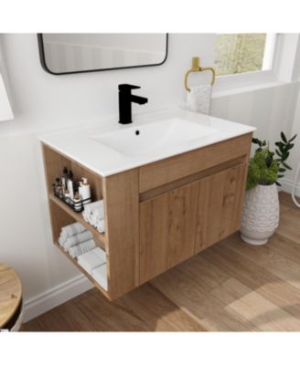 30 Inch Bathroom Vanity with White Ceramic Basin