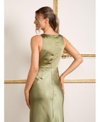 Cowl Front Satin Bridesmaid Dress