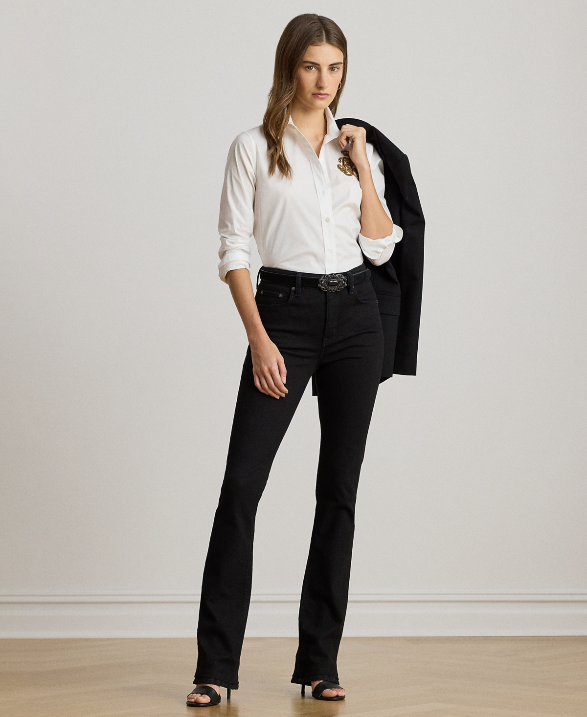 Ralph Lauren Petite Classic Fit Point Collar Shirt In White
